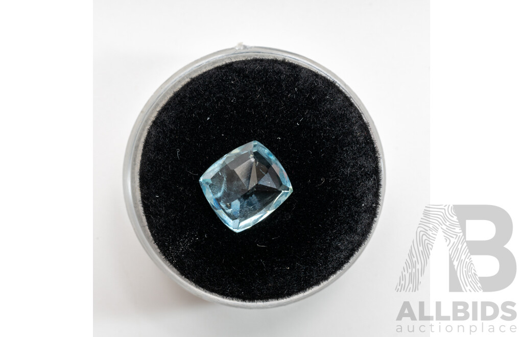 Aquamarine, Natural Unset Light Blue Cushion Cut Gemstone, 2.05 Grams