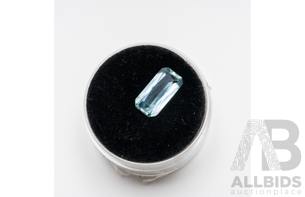 Aquamarine, Mid - Light Blue Unset Natural Emerald Cut Gemstone, 0.48ct