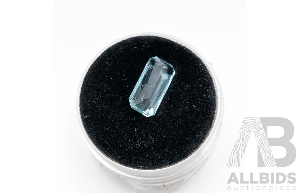 Aquamarine, Mid - Light Blue Unset Natural Emerald Cut Gemstone, 0.48ct