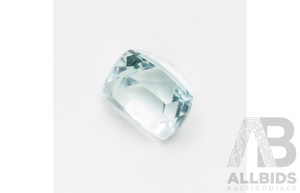 Aquamarine, Unset Light Blue Cushion Cut Gemstone, 2.15ct