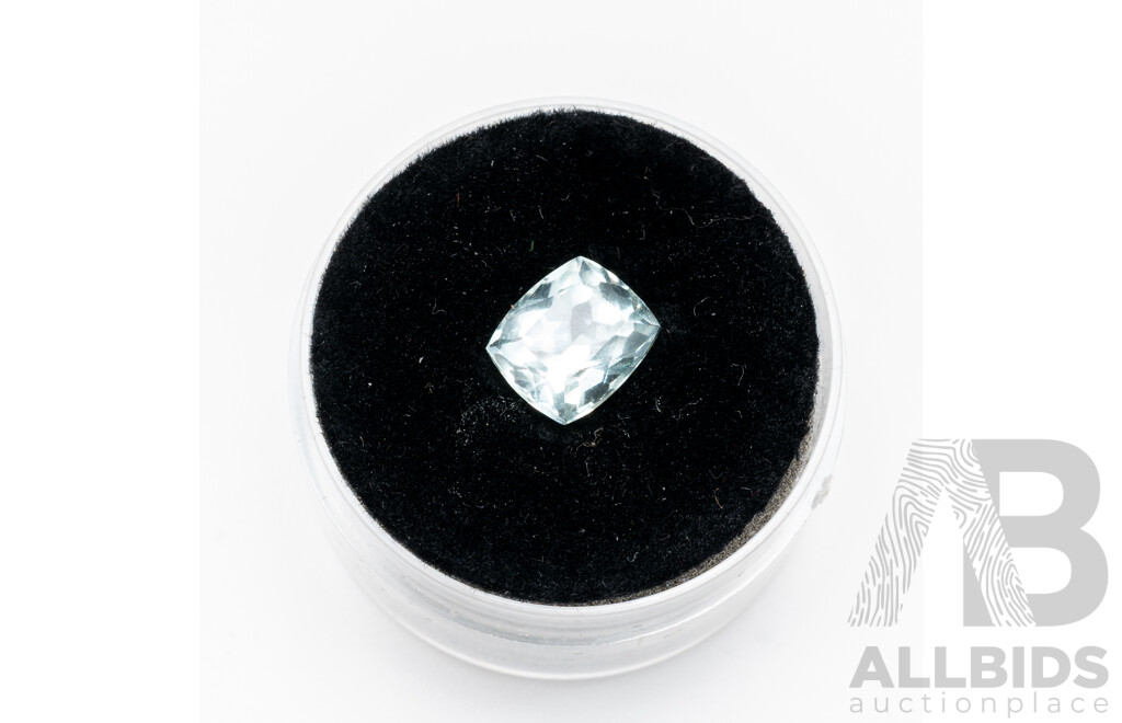 Aquamarine, Unset Light Blue Cushion Cut Gemstone, 2.15ct