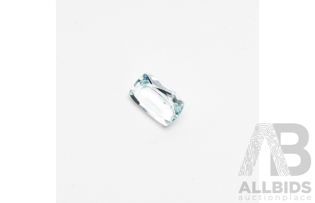 Aquamarine, Unset Palest Blue/clear Cushion Cut Gemstone, 4.75 Ct
