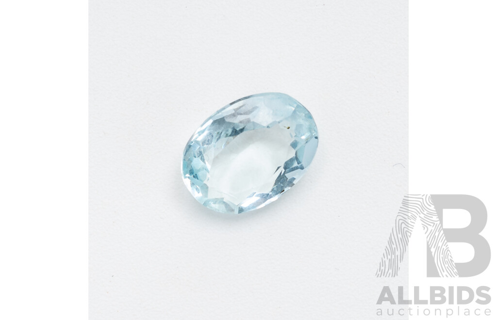 Aquamarine, Unset Light Blue Oval Cut Natural Gemstone, 2.05 Grams