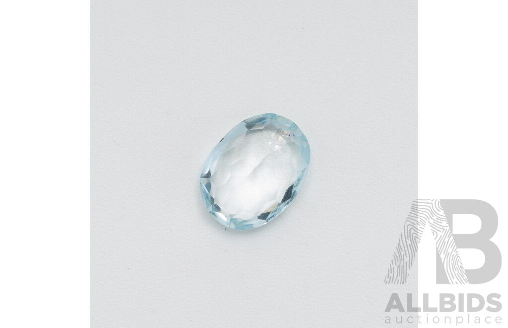 Aquamarine, Unset Light Blue Oval Cut Natural Gemstone, 2.05 Grams