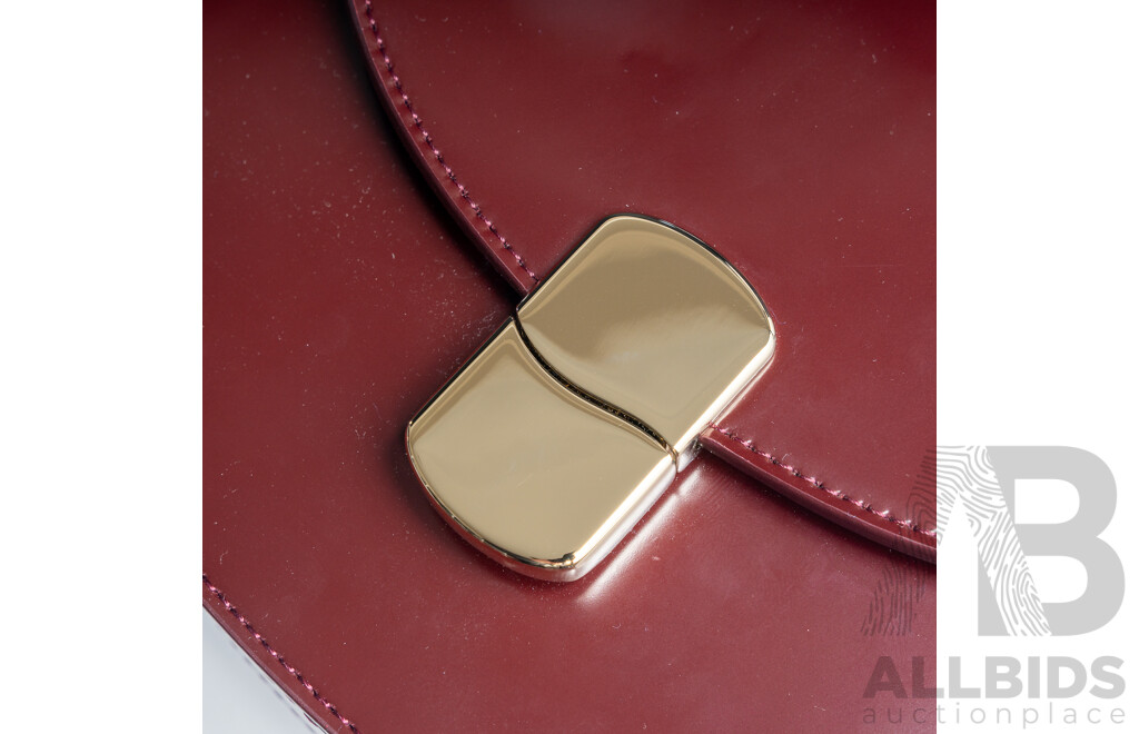 Sézane Paris France Claude Bordeaux Glacé Burgundy Shoulder Bag , Cow Leather, Made in Italy - NEW