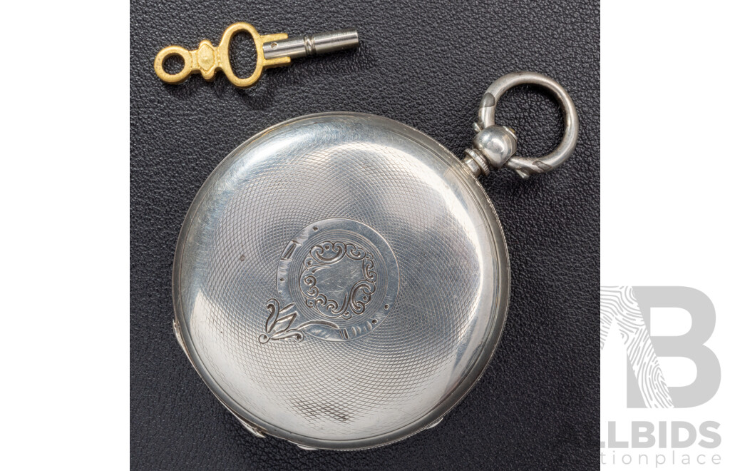 Kay's 'Perfection' Lever Antique Open Face Sterling Silver Key-Wind Pocket Watch, Working, 54mm, Birmingham 1897, 132.0 Grams