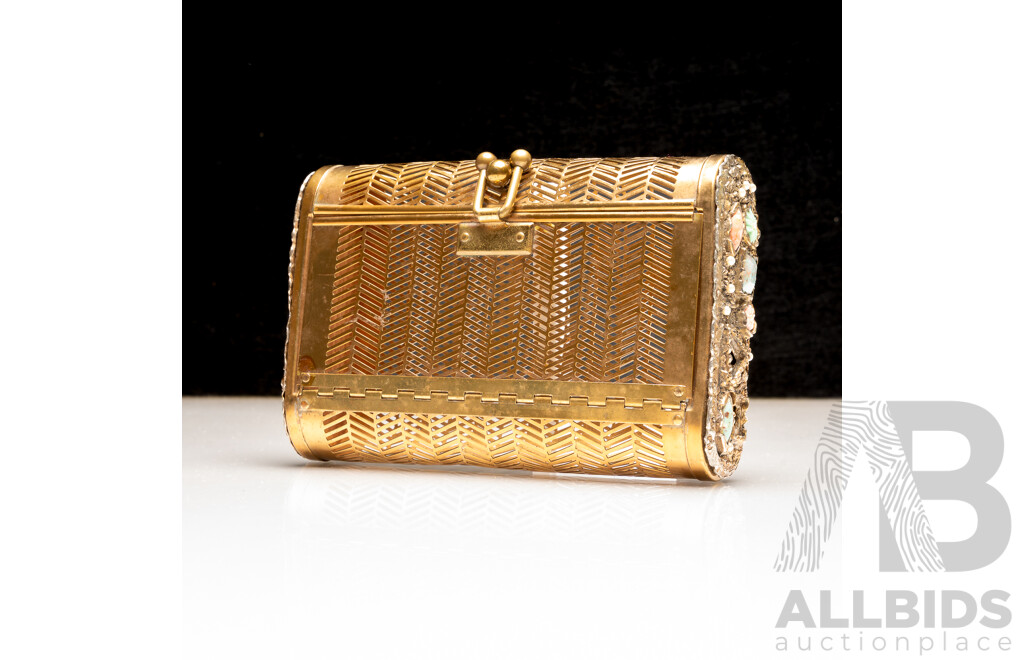 Dorset-Rex Fifth Avenue Vintage Chevron Cage Clutch Purse