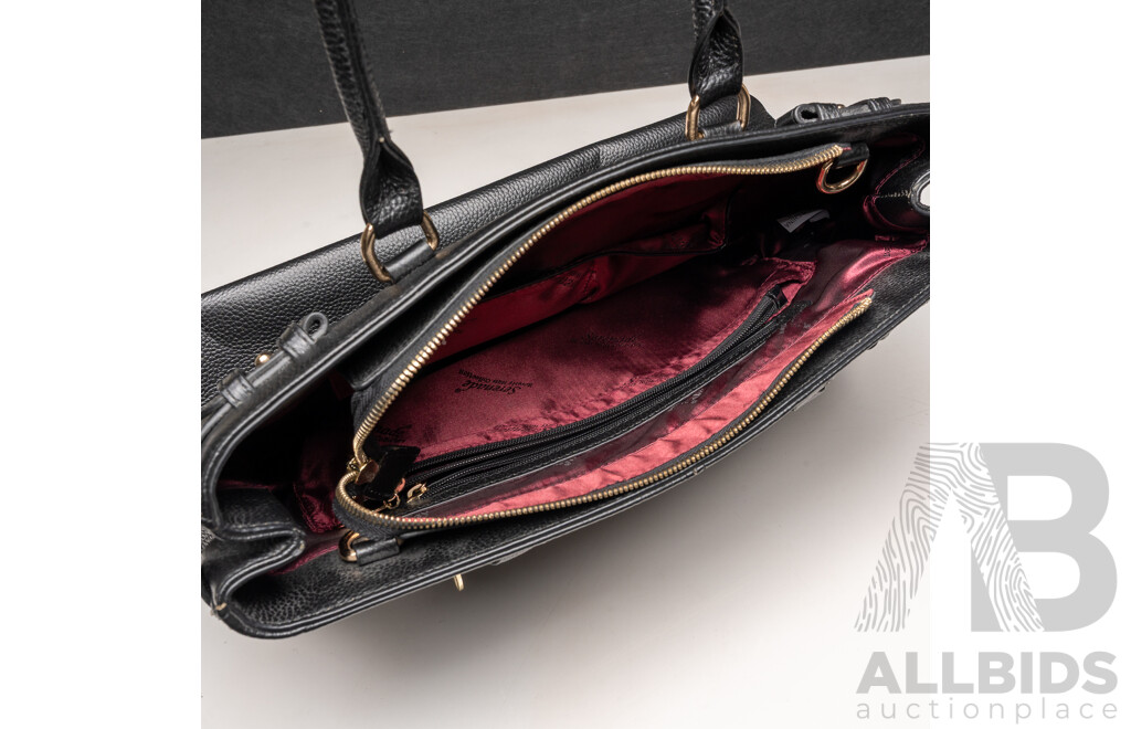 Serenade Beverly Hills Collection Pebble Finish Black Leather Handbag