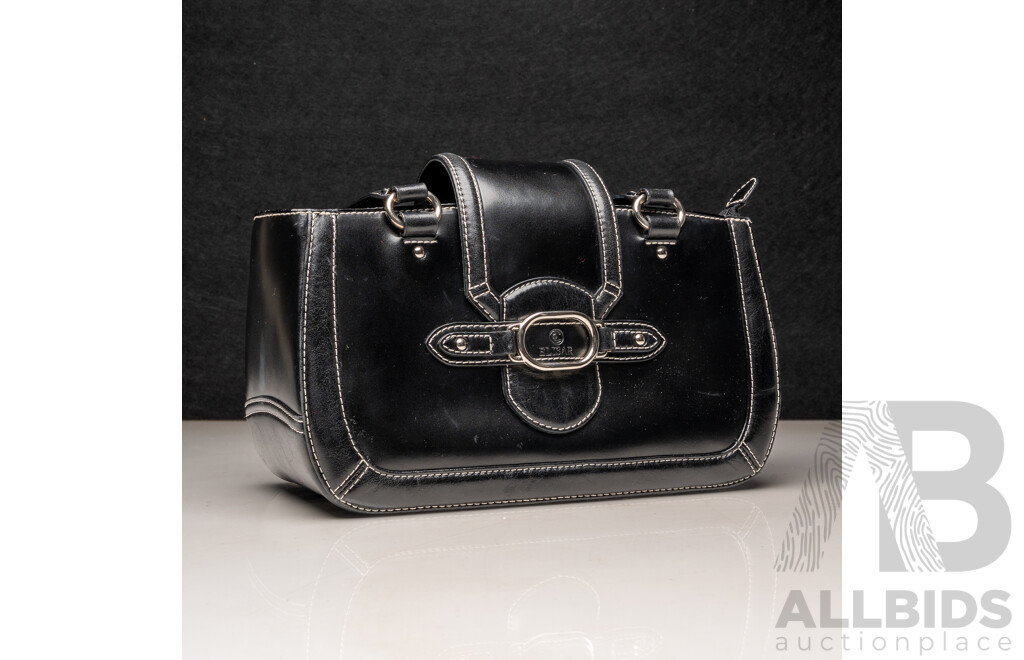 Elisar Vintage Italian Made Black Leather Handbag