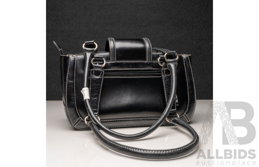 Elisar Vintage Italian Made Black Leather Handbag