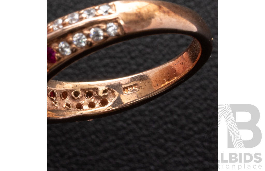 Diamonesque Rose Sterling Created Ruby Ring & Sterling Silver Paste Stone Ring, 16.11 Grams
