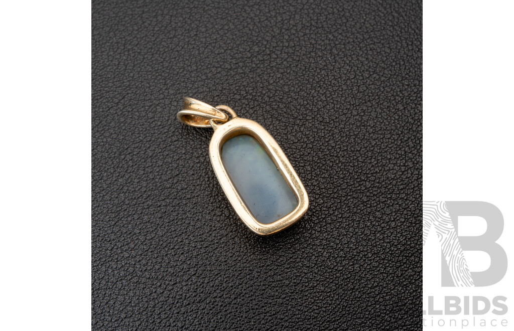 Sterling Silver Solid Australian Opal Pendant, Est 2.79ct, 30mm, 4.30 Grams
