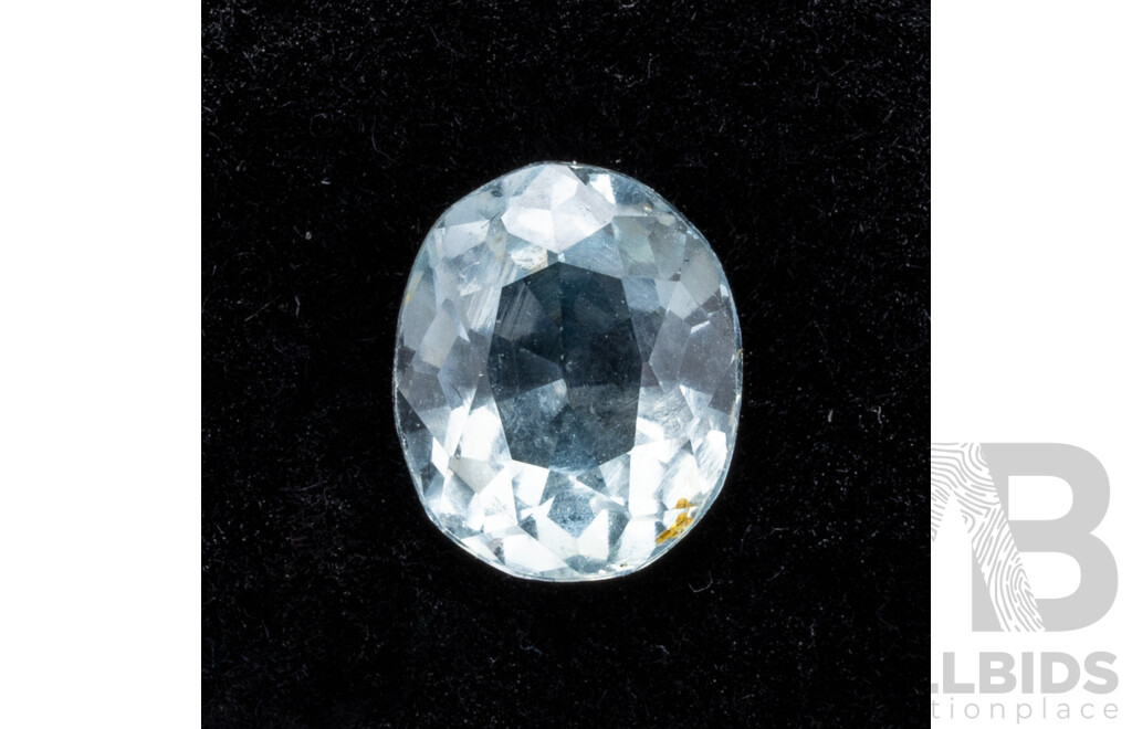 Aquamarine, Pale Blue Natural Oval Cut Gemstone, 1.35ct