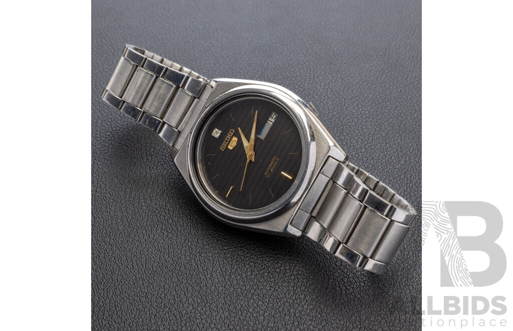Seiko 5 Automatic Vintage Watch, KY 7009 845562, 37mm, black patterned dial