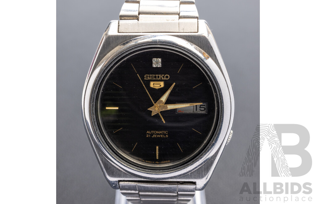 Seiko 5 Automatic Vintage Watch, KY 7009 845562, 37mm, black patterned dial