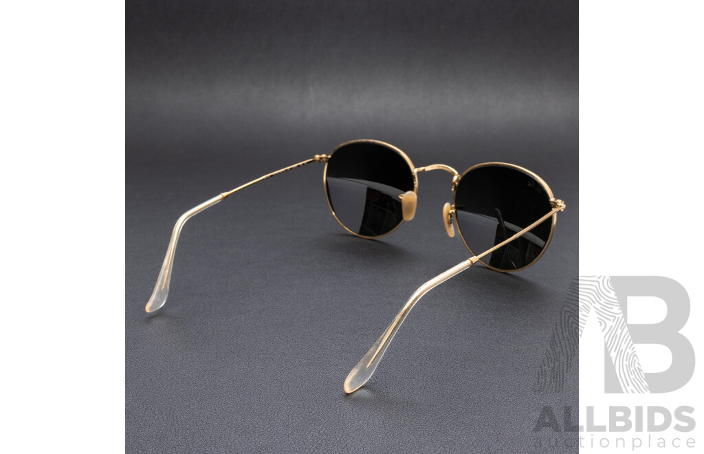 Ray-Ban Round Metal Sunglasses RB3447 001 50-21, Arista Gold & Green