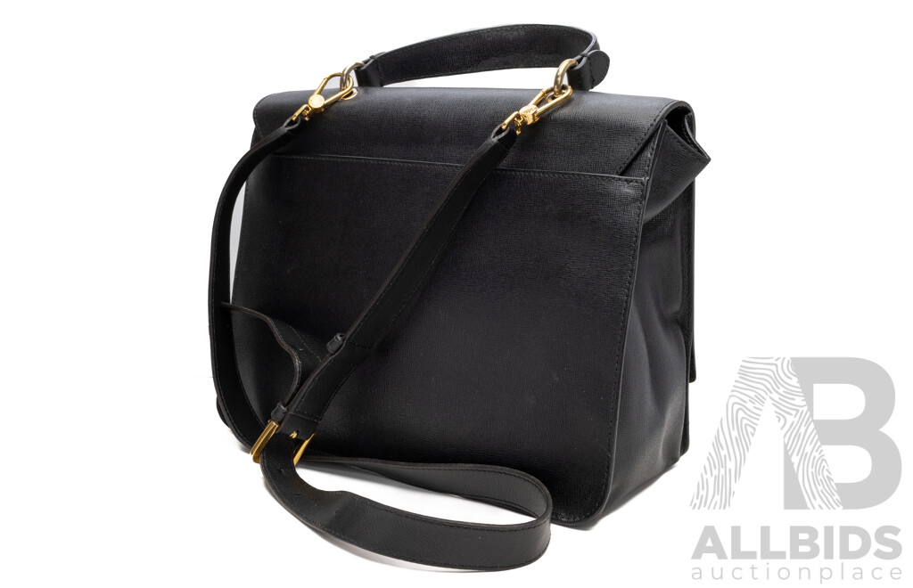 Furla Genuine Leather Black Messenger Crossbody Tote Style Bag