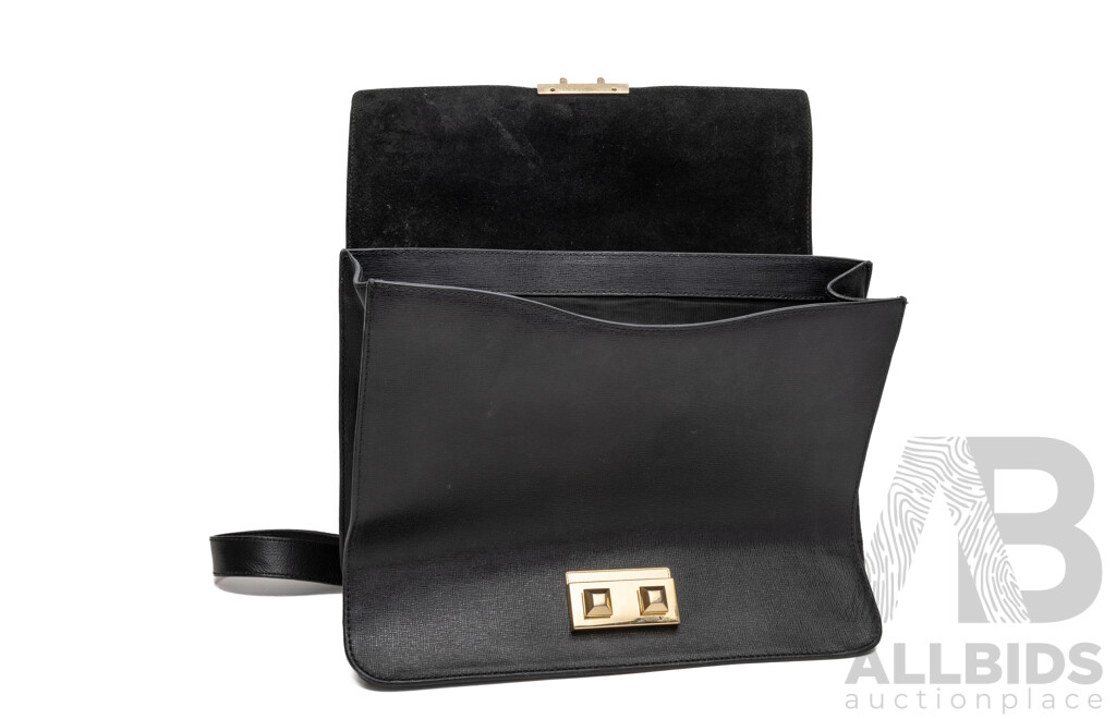 Furla Genuine Leather Black Messenger Crossbody Tote Style Bag