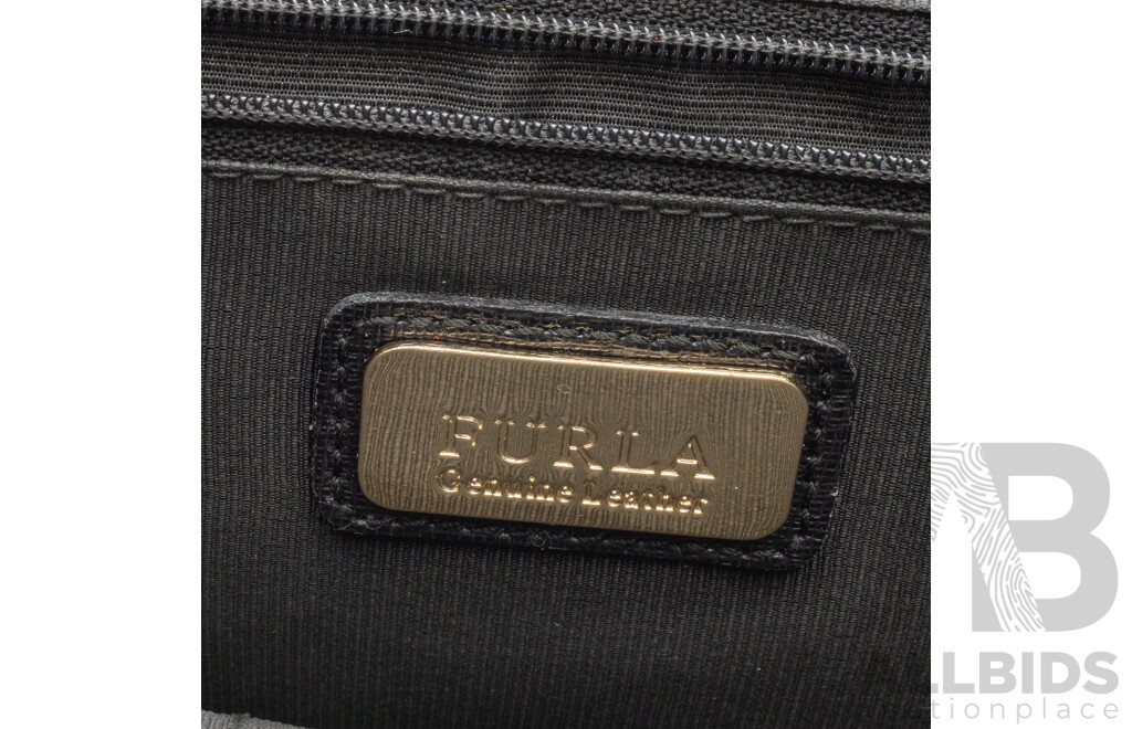 Furla Genuine Leather Black Messenger Crossbody Tote Style Bag