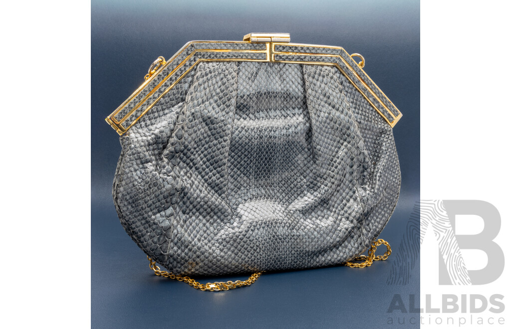 Colombetti Milano Grey Snake Skin Evening Bag, Made in Milano