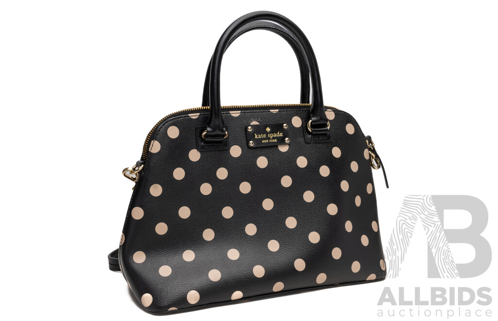 Kate Spade New York Large Black/beige Crossbody Bowler Bag