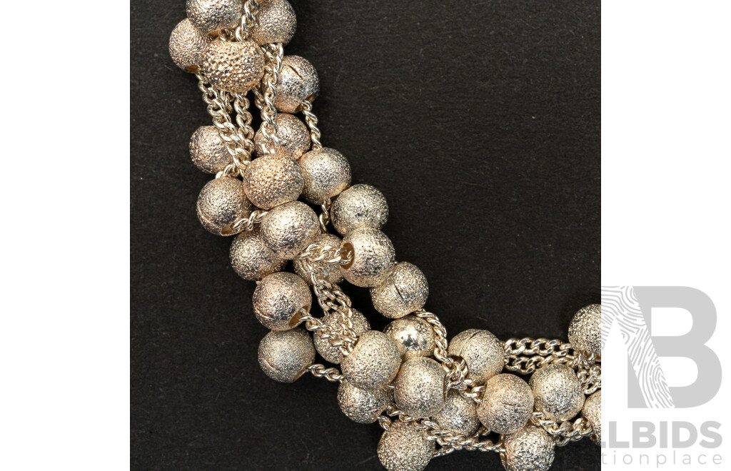 Sterling Silver Multi Chain and Ball Necklace, 42cm, 17.78 Grams