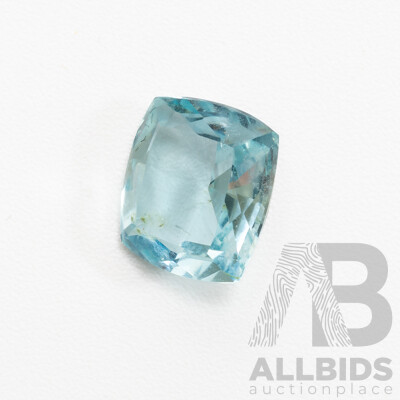 Aquamarine, Natural Unset Light Blue Cushion Cut Gemstone, 2.05 Grams