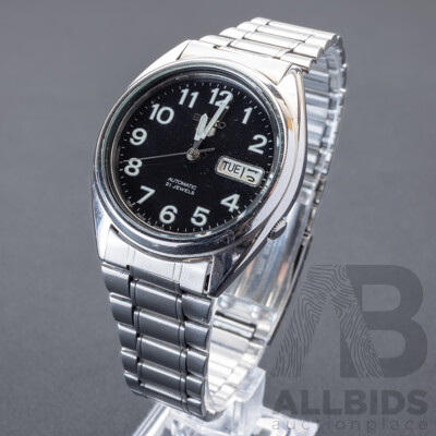 Seiko 5 Automatic 21 Jewels Vintage Watch, 7S26-0550, 35mm, black