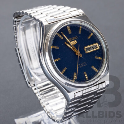 Seiko 5 Automatic 17 Jewels Vintage Watch, 7009-3171, 35mm, cobalt blue