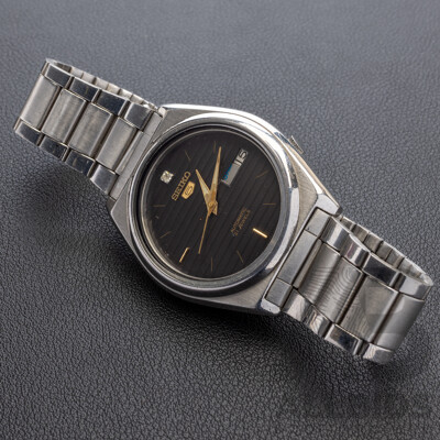 Seiko 5 Automatic Vintage Watch, KY 7009 845562, 37mm, black patterned dial