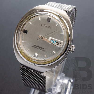 Seiko Business-A Diashock 27 Jewels Automatic Vintage Watch, 8346-7000, 35mm, silver slimline
