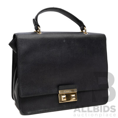 Furla Genuine Leather Black Messenger Crossbody Tote Style Bag
