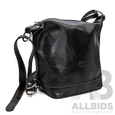 Cuoieria Fiorentina Crossbody Handbag, Black, Tanned Leather, Made in Italy