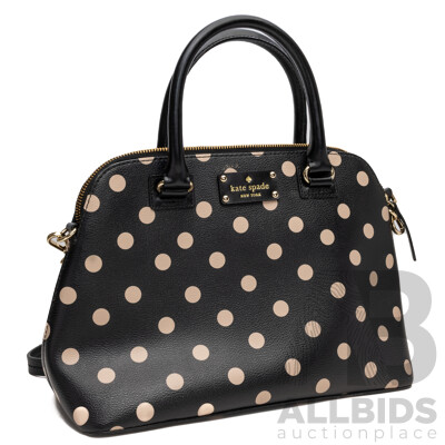 Kate Spade New York Large Black/beige Crossbody Bowler Bag