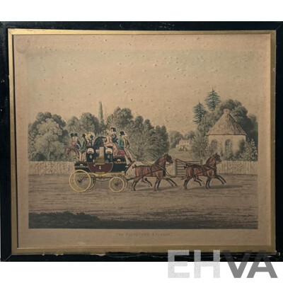 [After] James (Jas) Pollard, (British, 1793-1867), The Edinburgh Express & Four in Hand, Pair of Antique Aquatint Engravings After Original, 47 x 56 cm (frames) (2)