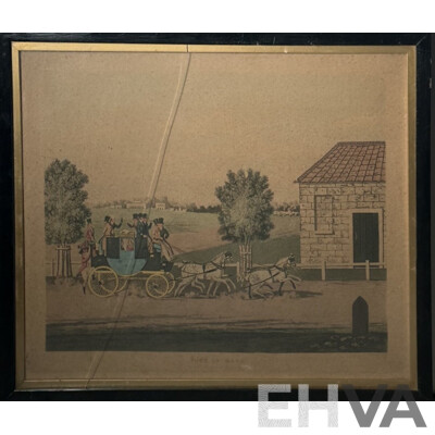 [After] James (Jas) Pollard, (British, 1793-1867), The Edinburgh Express & Four in Hand, Pair of Antique Aquatint Engravings After Original, 47 x 56 cm (frames) (2)
