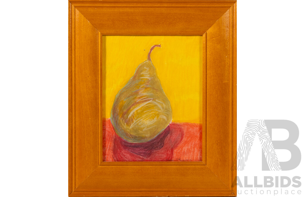 Naomi Crowther (nee O'Hara), (20th Century, Australian), Pair of Still Lifes - Pear, (1999), Original Coloured Pencils & Pastels, 38 x 33 cm & 33 x 38 cm (frames) (2)