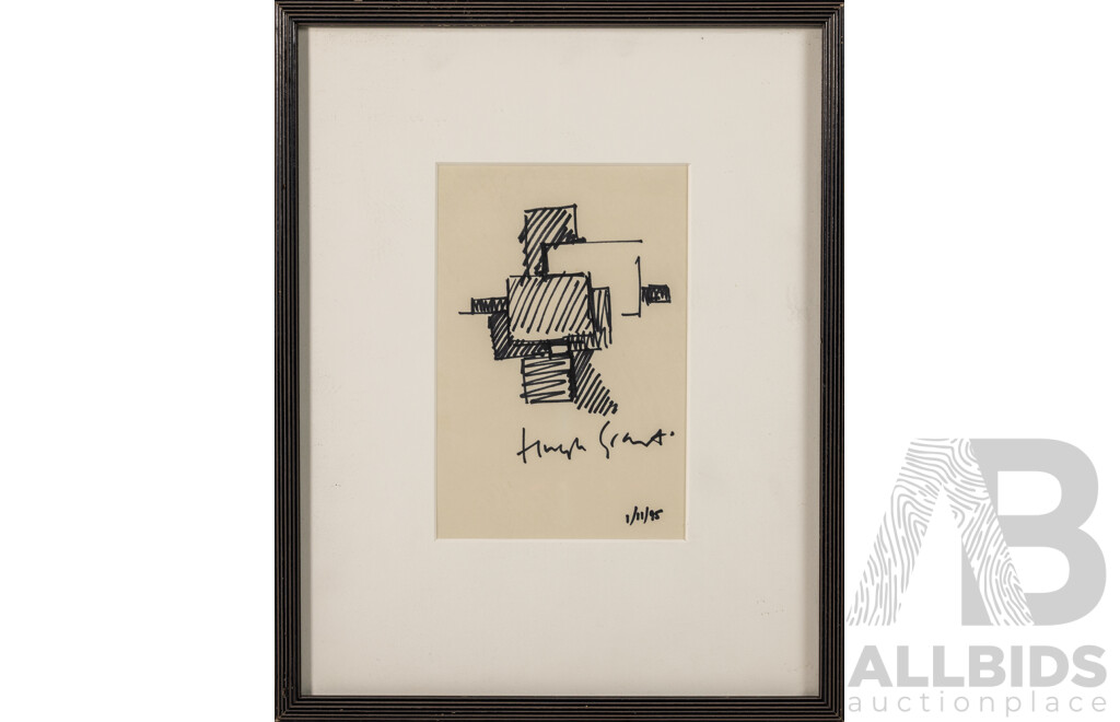 Hugh Grant (20th Century, Actor, British, 1960-), Genuine Original Signed & Dated (1995) Untitled 