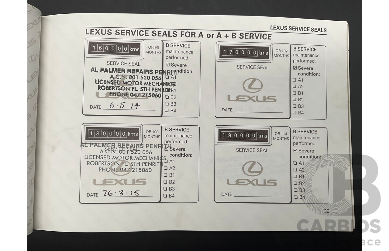 11/2003 Lexus RX330 Sports MCU38R 4d Wagon Silver Mist Metallic V6 3.3L