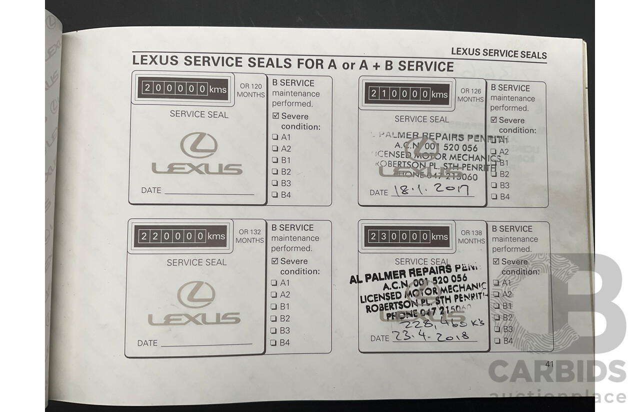 11/2003 Lexus RX330 Sports MCU38R 4d Wagon Silver Mist Metallic V6 3.3L