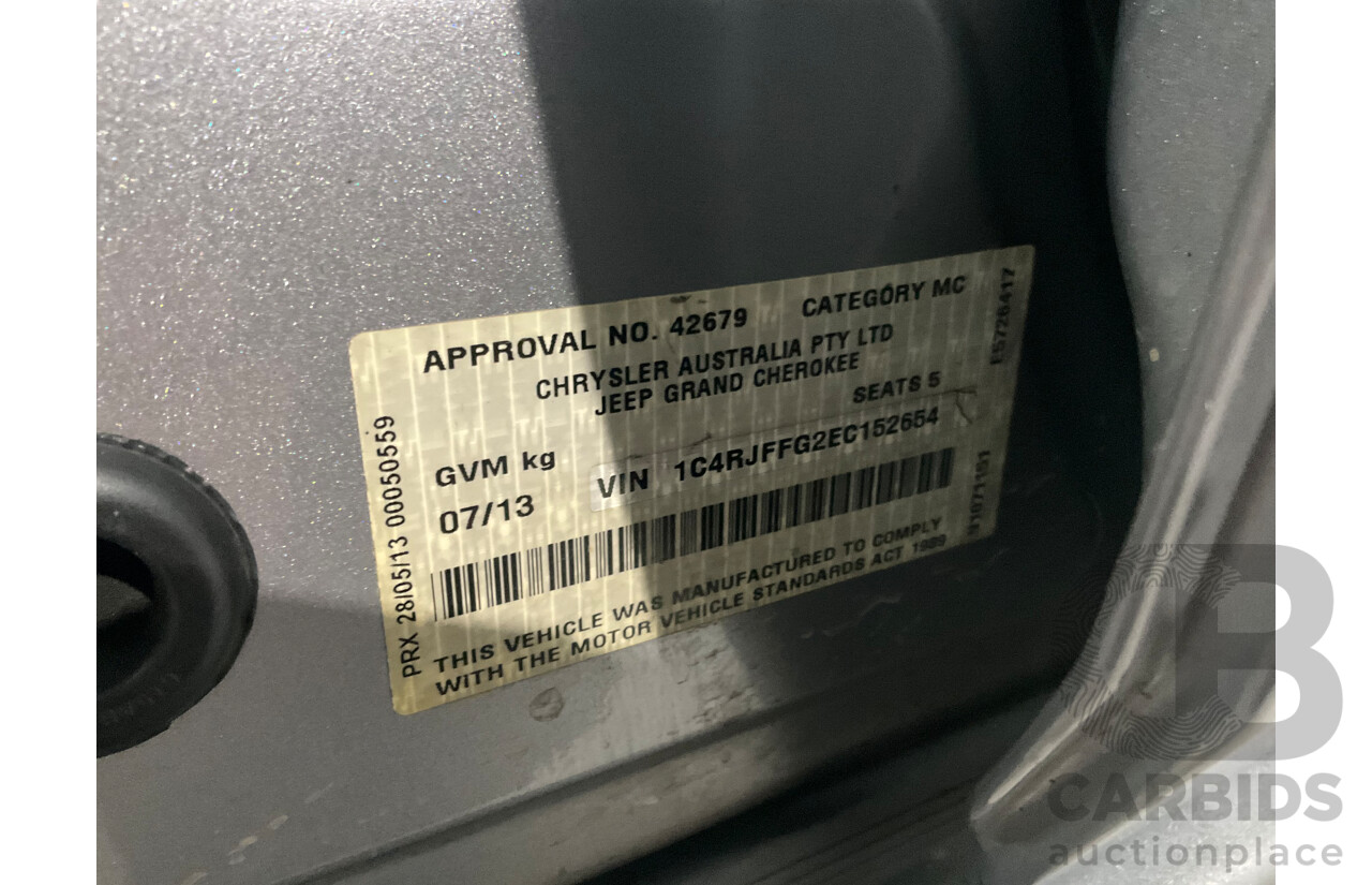 7/2013 Jeep Grand Cherokee Limited (4x4) WK MY14 4d Wagon Billet Silver Metallic V6 3.6L