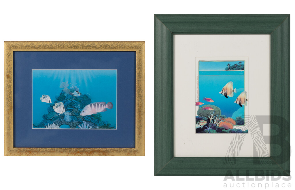 Darrell Hook & JoAnne Hook (20th Century, Australian), Pair of Framed Tropical Fish Prints, 32 x 27 cm (largest frame) (2)