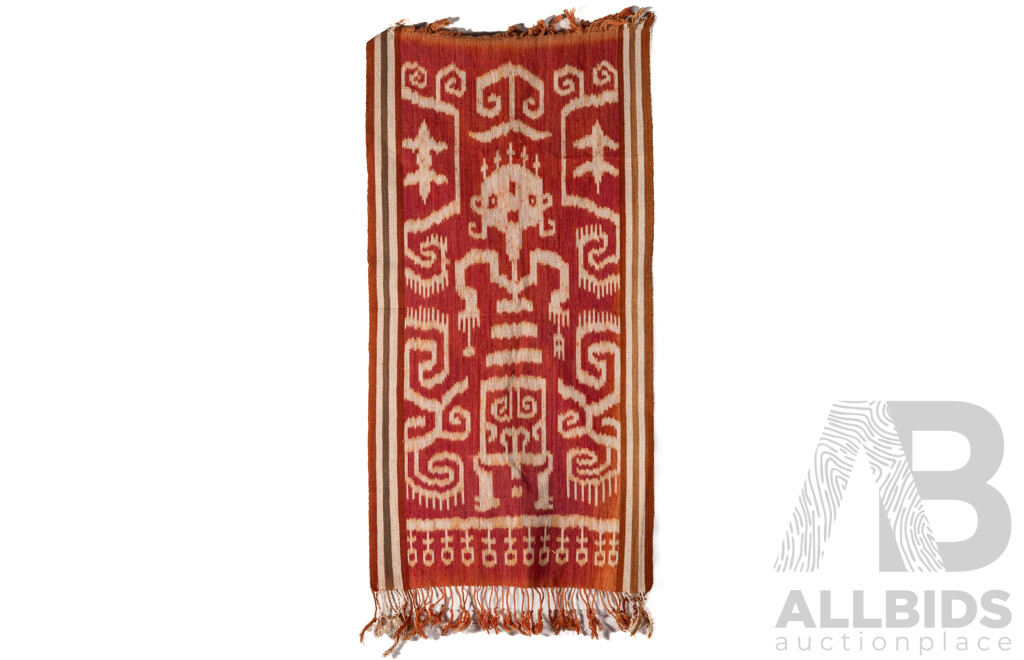 Artists Unknown, (Malaysian School), Woven Pok Baki - Ceremonial Bird - Straw 43 X 40 Cm  & Pua Kumbu Iban Weaving, Cotton Cloth & Natural Pigments, 71 X 37 Cm, Both From Sarawak, (2)