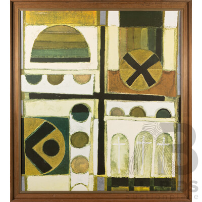 Leonard French, (20th Century, Australian, 1928-2017), Ancient Fragments, Vintage Reproduction Framed Print of 1963 Original Enamel on Paper on Composition Board, 84 x 75 cm (frame)
