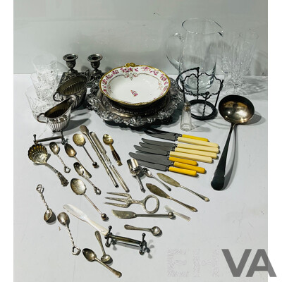 Collection Vintage Silver PLate, Limoges Porcelain Bowl, SIlver Plate Flatwear and More