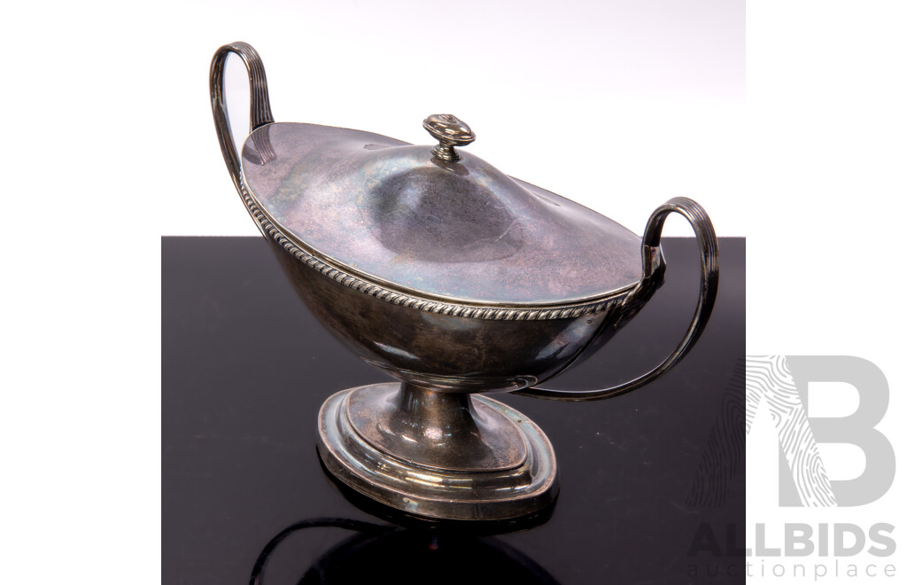Antique Silver Plate Lidded Sauce Boat, Presented to Vendors Grandmother by Lady Franklin, Spouse of Sir John Franklin, Governor of Tasmania and Leader of the Tragic Franklin Expedition to the Arctic, Circa 1830s