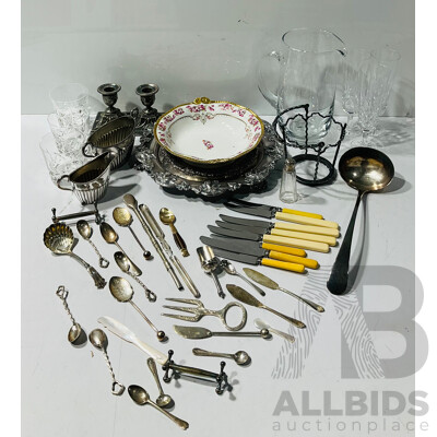 Collection Vintage Silver PLate, Limoges Porcelain Bowl, SIlver Plate Flatwear and More