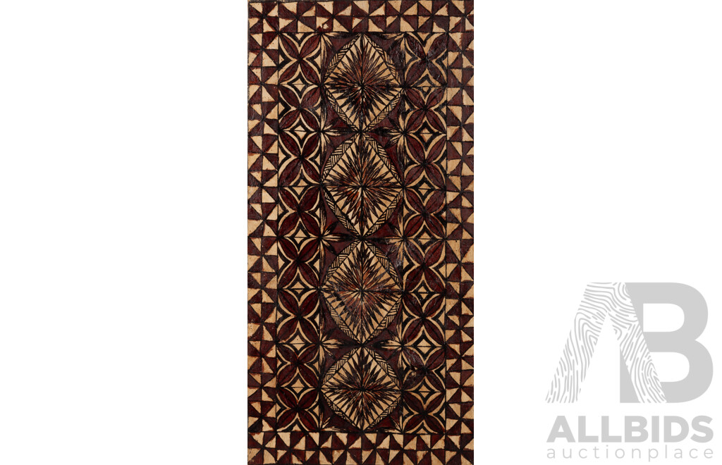 Artist Unknown (Polynesian School, 20th Century), Natural Pigments on Tapa Cloth, 73 x 36 cm