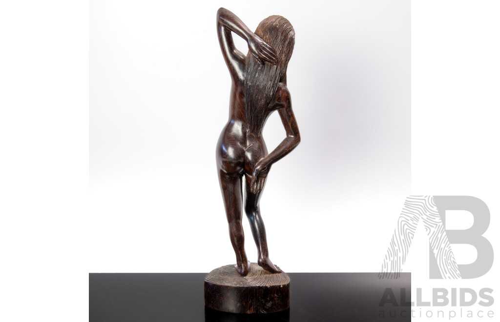Vintage Hand Carved South East Asian Makasser Ebony Female Figure