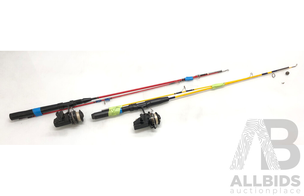Two Junior 5 Foot Fishing Rods with Spin Reels